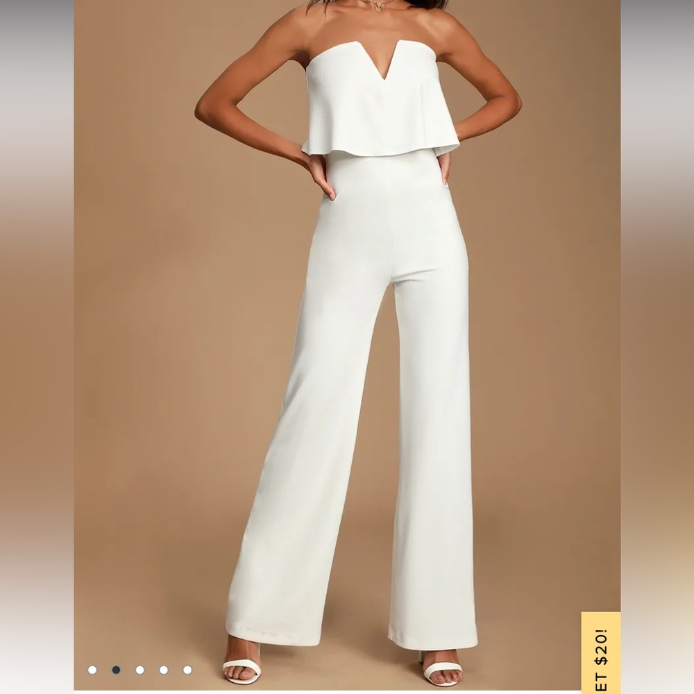 lulus power of love white strapless jumpsuit